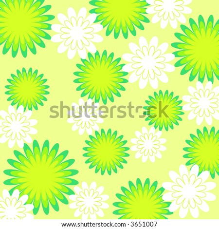 Abstract flowers design in white and green colors