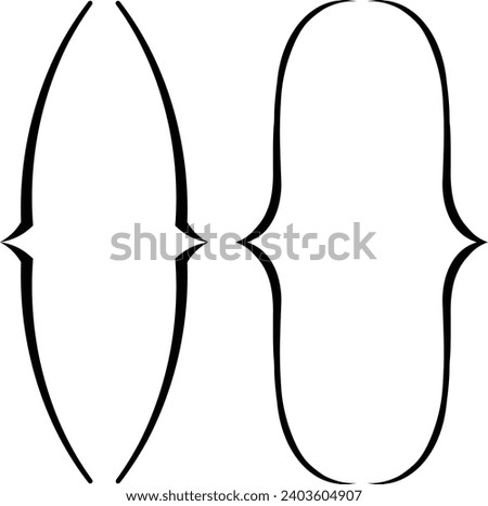 Curly double braces. Symmetric brackets pair, punctuation symbol for mathematics. Typography twirly mark, frames for maths. Retro parenthesis sign for text quote.	
