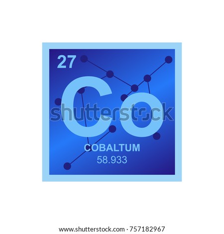 Vector symbol of Cobalt from the Periodic Table of the elements on the background from connected molecules