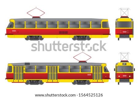 Russian yellow
 and red tram from Moscow isolated - Vector