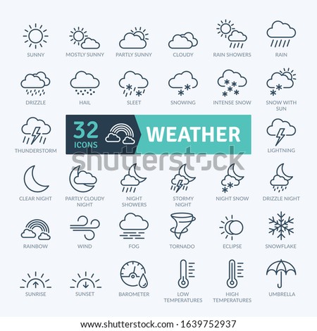 Weather Icons Pack. Thin line icons set. Flaticon collection set. Simple vector icons