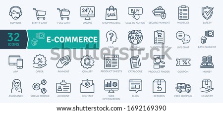 E-commerce Icon Pack. Thin Line and vector trade activities 