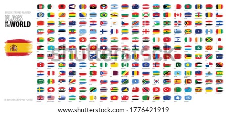 Brush Strokes Painted Flags of the World