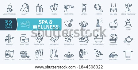 Spa and Wellness Icons Pack. Thin line icons set. Flat icon collection set. Simple vector icons