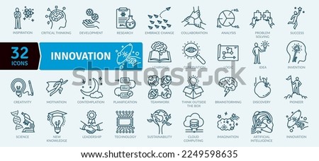 Innovation icons Pack Vector. Innovative methods for a brighter future icons pack