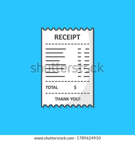 Receipt Paper Vector Icon Illustration. Paper Print Check, Shop Reciept Or Bill Illustration. Paper Printed Sales Shop Receipt