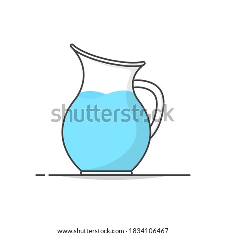 Glass Jug Of Water Vector Icon Illustration. Pitcher With Water Flat Icon