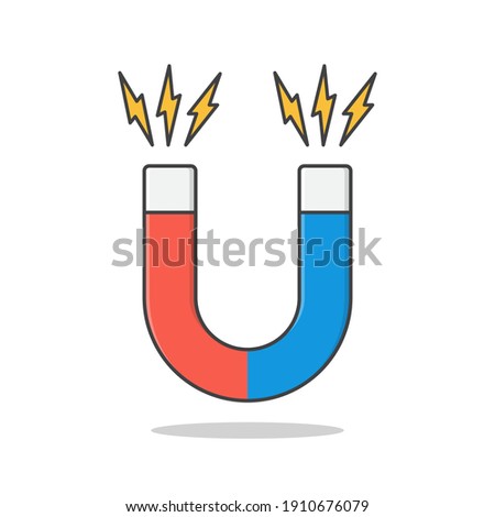 Magnet Vector Icon Illustration. Horseshoe Magnet Flat Icon