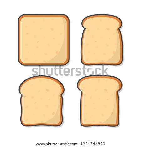 Set Of Slices Toast Bread Vector Icon Illustration. Bakery Pastry Product