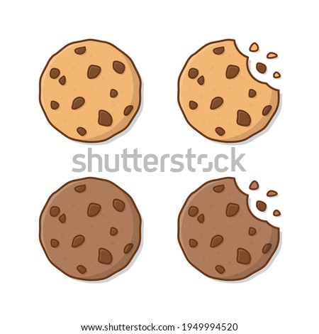 Tasty Cookies Vector Icon Illustration. Cookies Bites Flat Icon