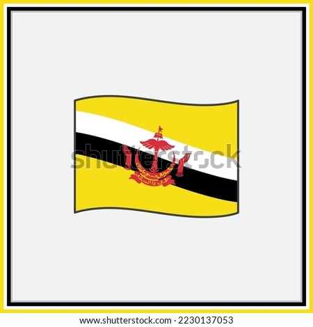 Brunei Darussalam Flag Cartoon Vector Illustration. Flag of Brunei Darussalam Flat Icon Outline. National Brunei Darussalam Flag
