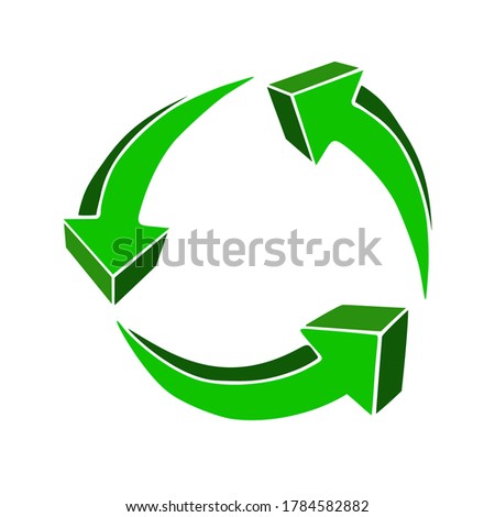 Recycle waste symbol green arrows logo, icon, symbol. Environment. Ecology. Hand drawn vector