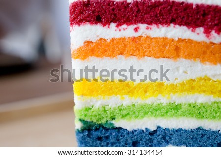 Macro Rainbow fruit cake texture