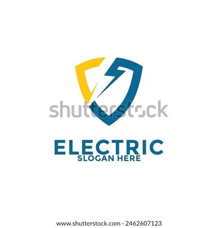 Initial J Letter with Lightning Bolt and Shield Logo Vector Design, Electric Logo template