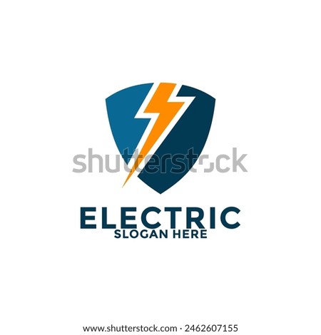 Lightning with Shield logo vector, Electric Safety Logo Inspiration