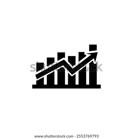 Statistic with arrow up icon. Growing graph icon set. Growth chart icon. Growing bar graph vector