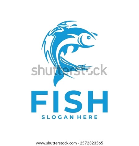 Jump Fish wit water logo vector template. Fish logo design inspiration