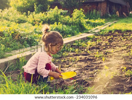 Similar – Image, Stock Photo Cute little girl having fun in a rural bridge