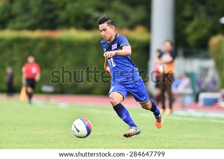BISHAN,SINGAPORE-JUNE4: Chanathip Songkrasin  of Thailand in action during the 28th SEA Games Singapore 2015 match between Thailand and Malaysia at Bishan Stadium on JUNE4 2015 in,SINGAPORE