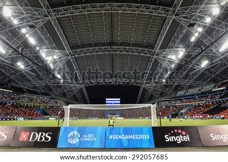 Kallang,Singapore - JUNE 13:View of Singapore National Stadium during the 28th SEA Games Singapore 2015 match between Thailand and Indonesia at Singapore National Stadium on JUNE13 2015