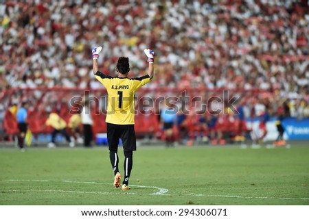 Kallang,Singapore - JUNE 13:PHYO Kyaw Zin of Myanmar in action during the 28th SEA Games Singapore 2015 match between Myanmar and Vietnam at Singapore National Stadium on JUNE13 2015