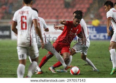 BANGKOK THAILAND JULY 14:Jordon Ibe of Liverpool in action during friendly match Thailand All-Stars and Liverpool at Rajamangala Stadium on July 14, 2015 in Bangkok,Thailand.
