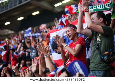 KUALA LUMPUR MALAYSIA DEC20:Unidentified fans of Thailand during the AFF Suzuki Cup 2014 between Malaysia and Thailand at Bukit Jalil National Stadium on December 20,2014 in Kuala Lumpur,Malaysia.