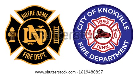 Logo Icon Sign Firefighter Vector. Symbol of firefighter. Eps 10 vector. Notre Dame firefighter symbol. City of Knoxville fire department logo.