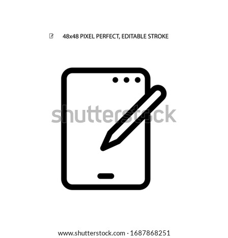 Tablet and stylus simple line icon vector illustration.Editable stroke. 48x48 Pixel Perfect.