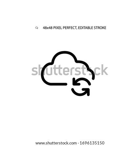 Cloud and cycle simple line icon vector illustration. Editable stroke. 48x48 Pixel Perfect.