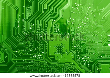 Green circuit board without components.