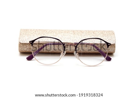 glasses for eyesight, glass. Storage case for glasses. On an isolated white background. Сток-фото © 