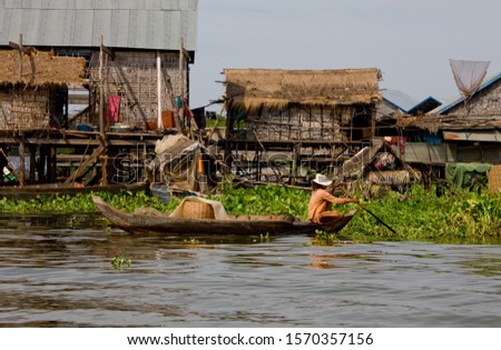 Pile dwellings at the side of the lake, Tonle Sap, Siem Reap, Cambodia