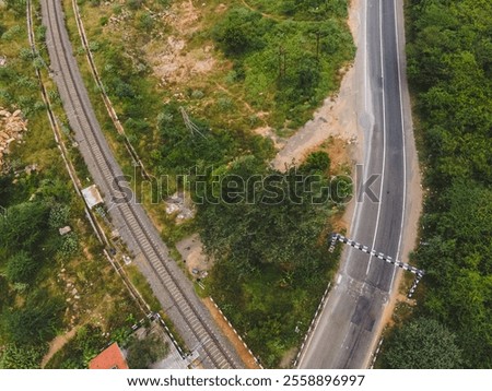 Similar – Image, Stock Photo Train tracks in the woods