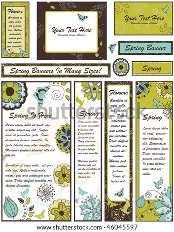 Set of Floral Banners and Adverts in Many Different sizes; 88 x 31, 468 x 60, 234 x 60, 120 x 240, 120 x 600, 160 x 600, 300 x 600, 252 x 144 and 300 x 250