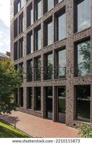 Similar – Image, Stock Photo Old clinker facade made of red brick in the sunshine in front of a bright blue sky in the Hanseatic town of Lemgo near Detmold in East Westphalia-Lippe