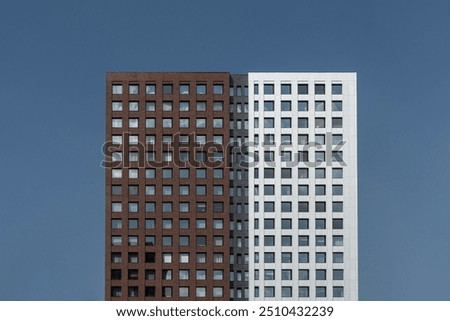 Similar – Image, Stock Photo two facades made of exposed concrete with task in profile