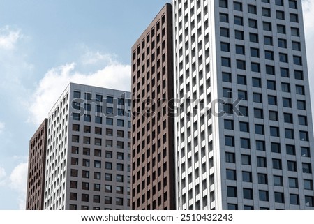 Similar – Image, Stock Photo two facades made of exposed concrete with task in profile