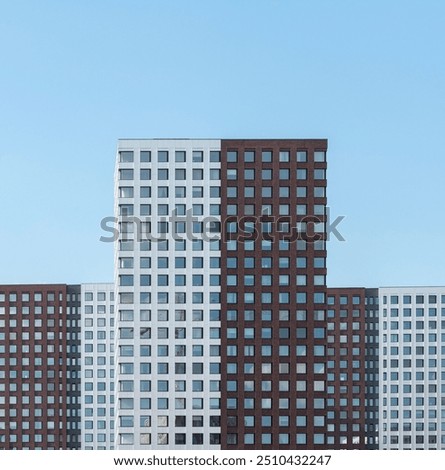 Similar – Image, Stock Photo two facades made of exposed concrete with task in profile