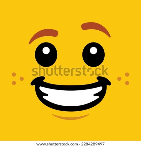 Lego minifigure yellow head with freckles and grinning face smiling emoji