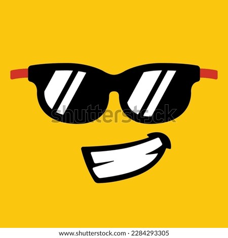 Tough lego yellowhead minifigure with black summer glasses and a grinning face