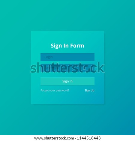 Login screen and Sign In form template for mobile app or website design