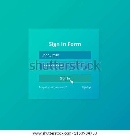 Login screen and Sign In form template for mobile app or website design. UI, UX, user interface and experience