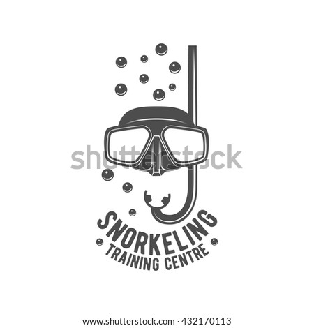 Scuba diving label. Underwater swimming logo. Sea dive, spearfishing, vector illustration.