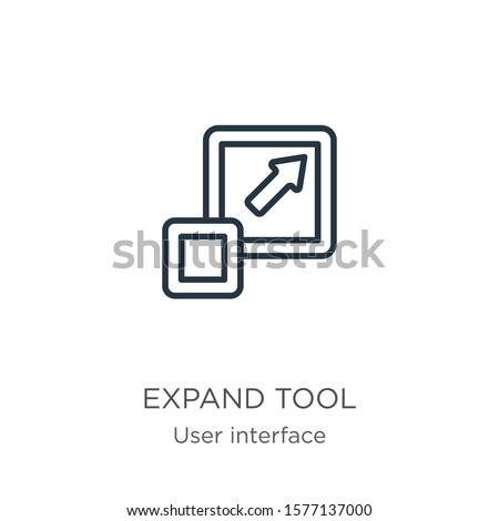 Expand tool icon. Thin linear expand tool outline icon isolated on white background from user interface collection. Line vector sign, symbol for web and mobile
