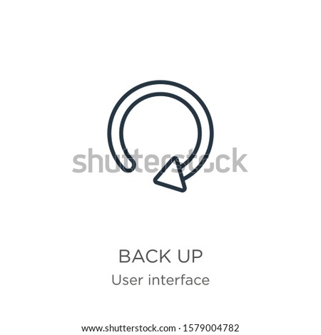 Back up icon. Thin linear back up outline icon isolated on white background from user interface collection. Line vector sign, symbol for web and mobile