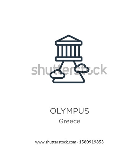 Olympus icon. Thin linear olympus outline icon isolated on white background from greece collection. Line vector sign, symbol for web and mobile