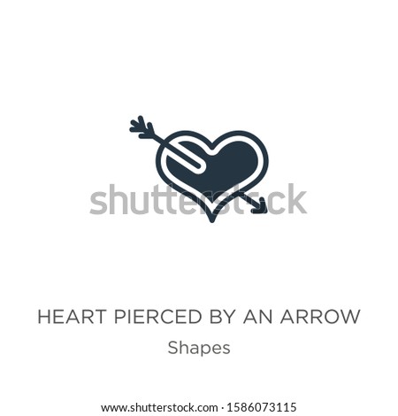Heart pierced by an arrow icon vector. Trendy flat heart pierced by an arrow icon from shapes collection isolated on white background. Vector illustration can be used for web and mobile graphic 