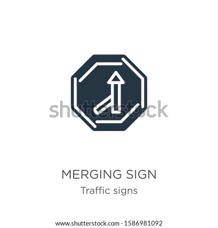 Merging sign icon vector. Trendy flat merging sign icon from traffic signs collection isolated on white background. Vector illustration can be used for web and mobile graphic design, logo, eps10