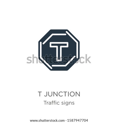 T junction icon vector. Trendy flat t junction icon from traffic signs collection isolated on white background. Vector illustration can be used for web and mobile graphic design, logo, eps10